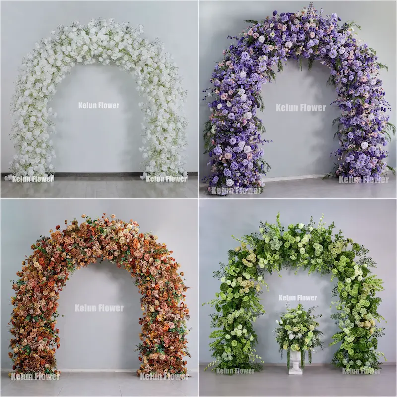 Pink Rose Flower Arch – Premium Gradient Floral Arch with Metal Stand for Wedding Ceremony