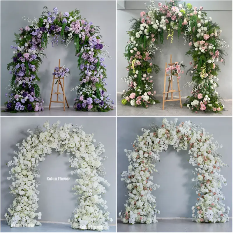 Pink Rose Flower Arch – Premium Gradient Floral Arch with Metal Stand for Wedding Ceremony