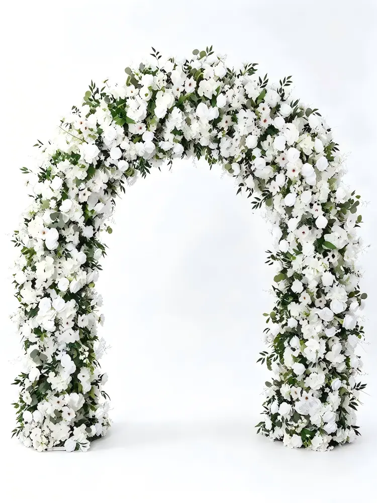 white-green-round-flower-arch-front-view-full