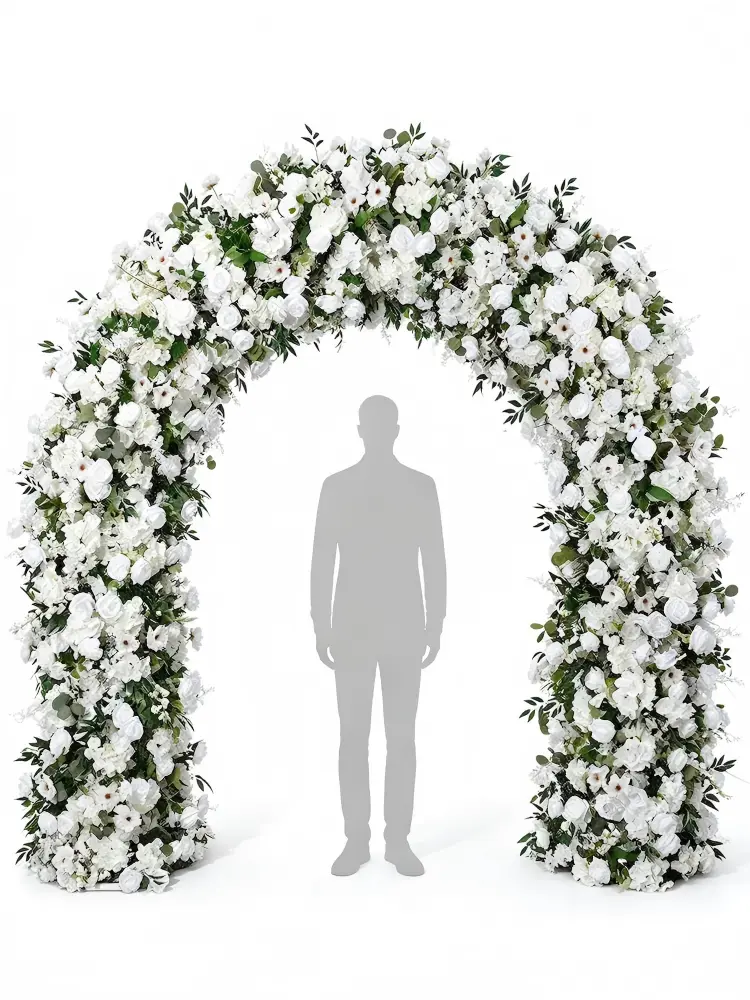 white-green-flower-arch-size-scale-human-reference