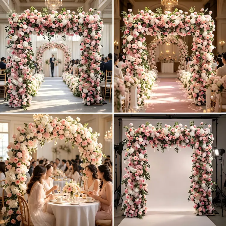 pink-white-flower-arch-multi-scene-four-grid
