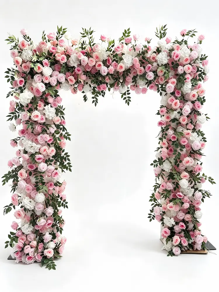 pink-white-square-flower-arch-front-view-full