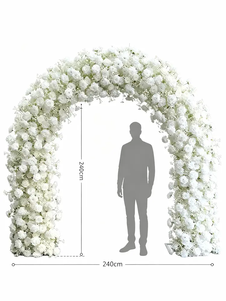 white-luxury-flower-arch-size-dimension-240cm-human-scale