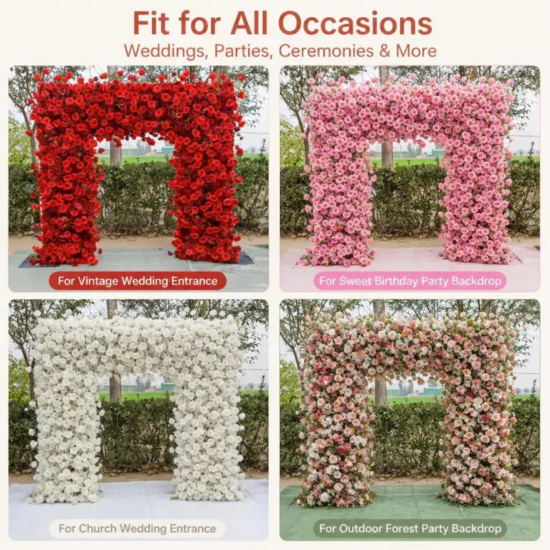 Red Flower Arch – 8ft Red Rose Wedding Arch