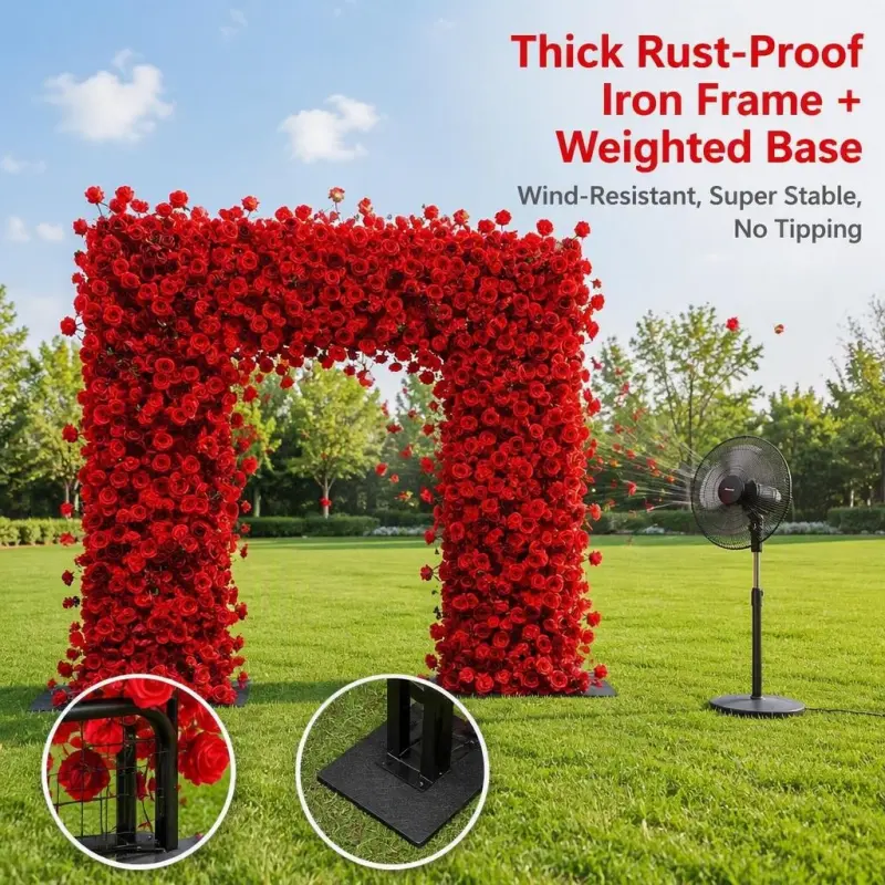 Red Flower Arch – 8ft Red Rose Wedding Arch