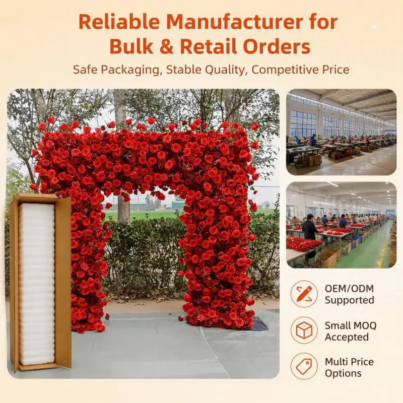 Red Flower Arch – 8ft Red Rose Wedding Arch
