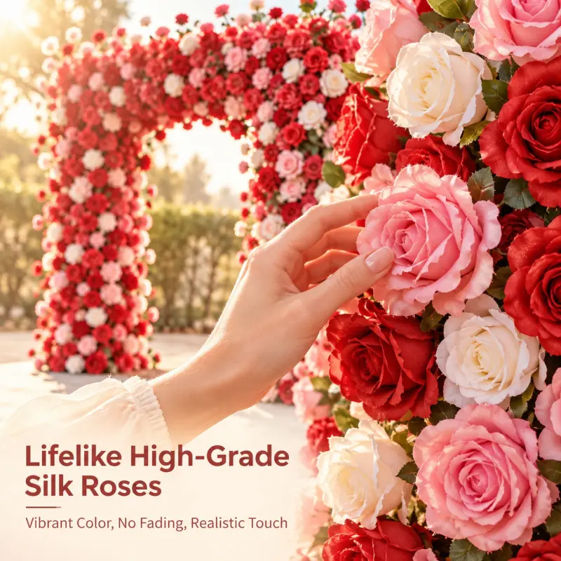 Red Flower Arch – 8ft Red Rose Wedding Arch