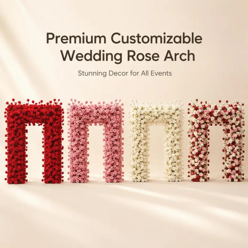Red Flower Arch – 8ft Red Rose Wedding Arch
