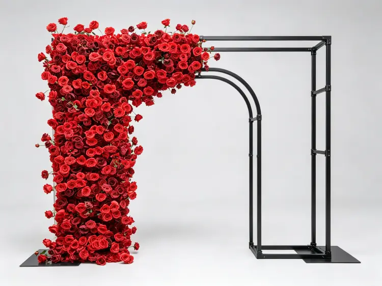 Red Flower Arch Metal Frame Structure Quick Connect Assembly Disassembled