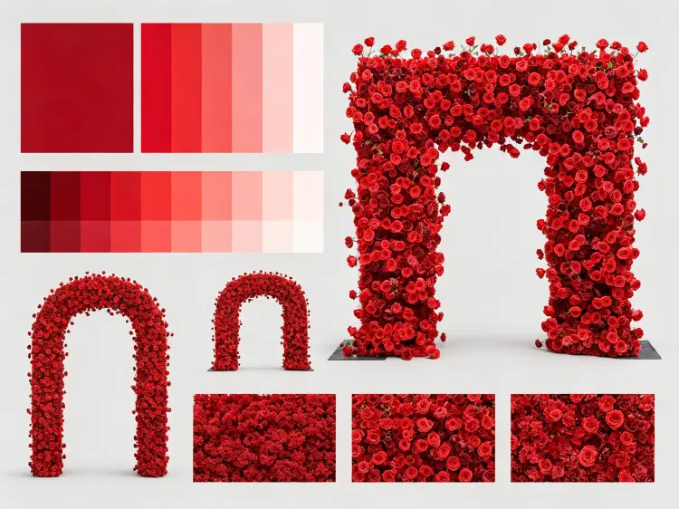 Custom Red Flower Arch Color Size Quality Frame and OEM Design Options for Wholesale