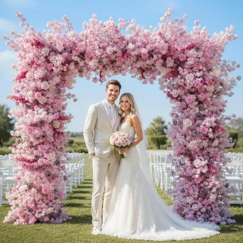 Pink Wedding Arch – 8ft Pink Rose Flower Arch