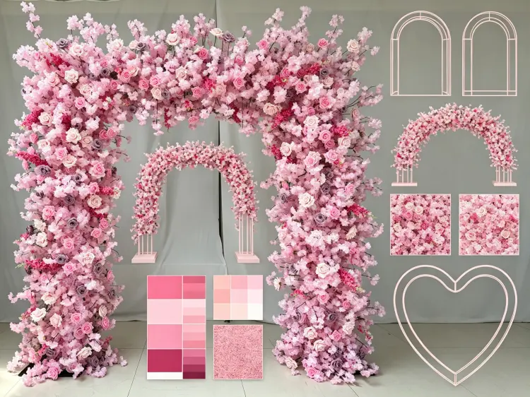Custom Pink Wedding Arch Color Size Quality Frame and OEM Design Options for Wholesale