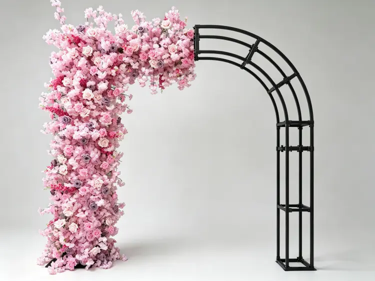 Pink Wedding Arch Metal Frame Structure Quick Connect Assembly Disassembled