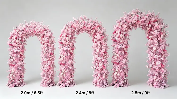 Pink Wedding Arch Size Comparison 2.0m 2.4m 2.8m Height Guide