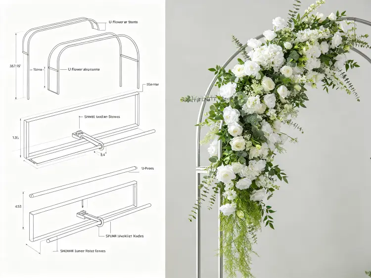 Wedding Arch Metal Stand Structure Quick Connect Assembly Cascading Flowers Disassembled