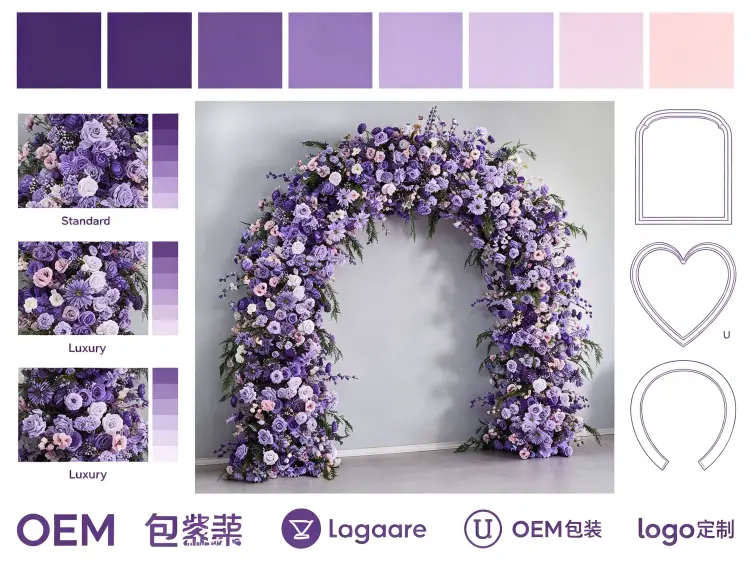 Custom Purple Flower Arch Color Size Density Options OEM Service