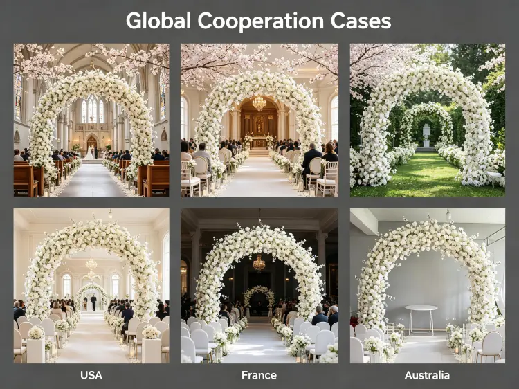 Global White Wedding Arch Projects in USA Europe and Australia