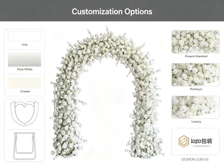 Custom White Flower Arch Color Size Density Options OEM Service