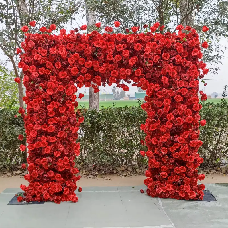 Red Flower Arch – 8ft Red Rose Wedding Arch