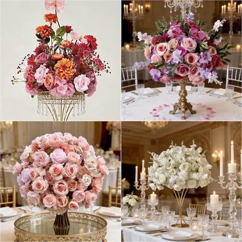 Flower Ball – Artificial Flower Ball Centerpiece for Wedding（Lush Silk Flower Ball for Tables, Hanging & Displays）