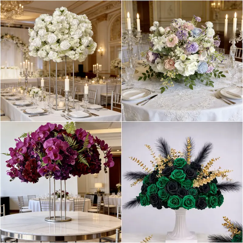 Wedding Flower Arrangements – Artificial Silk Flower Ball（Premium Silk Floral Decor for Wedding Ceremony & Reception）