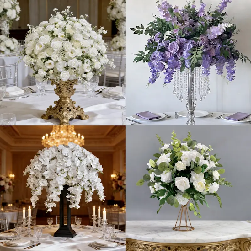Flower Ball – Artificial Flower Ball Centerpiece for Wedding（Lush Silk Flower Ball for Tables, Hanging & Displays）