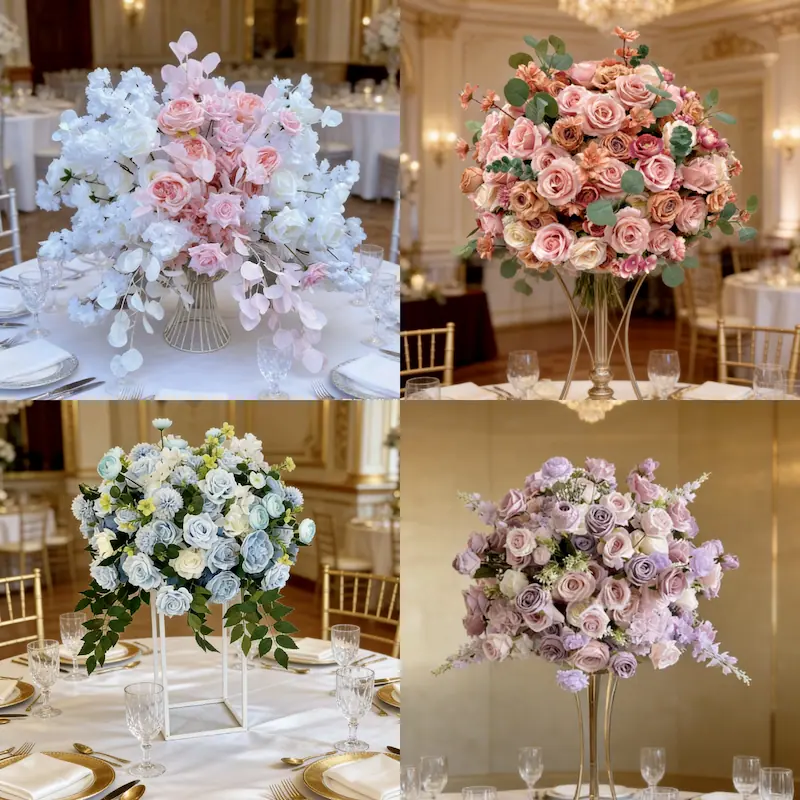Flower Ball – Artificial Flower Ball Centerpiece for Wedding（Lush Silk Flower Ball for Tables, Hanging & Displays）
