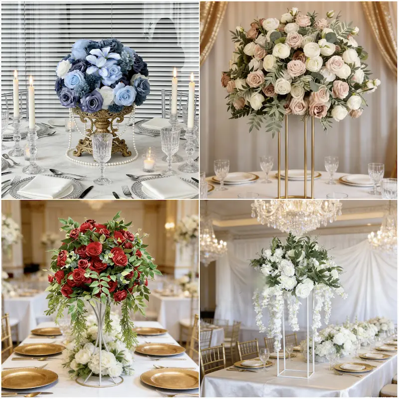 Flower Ball – Artificial Flower Ball Centerpiece for Wedding（Lush Silk Flower Ball for Tables, Hanging & Displays）