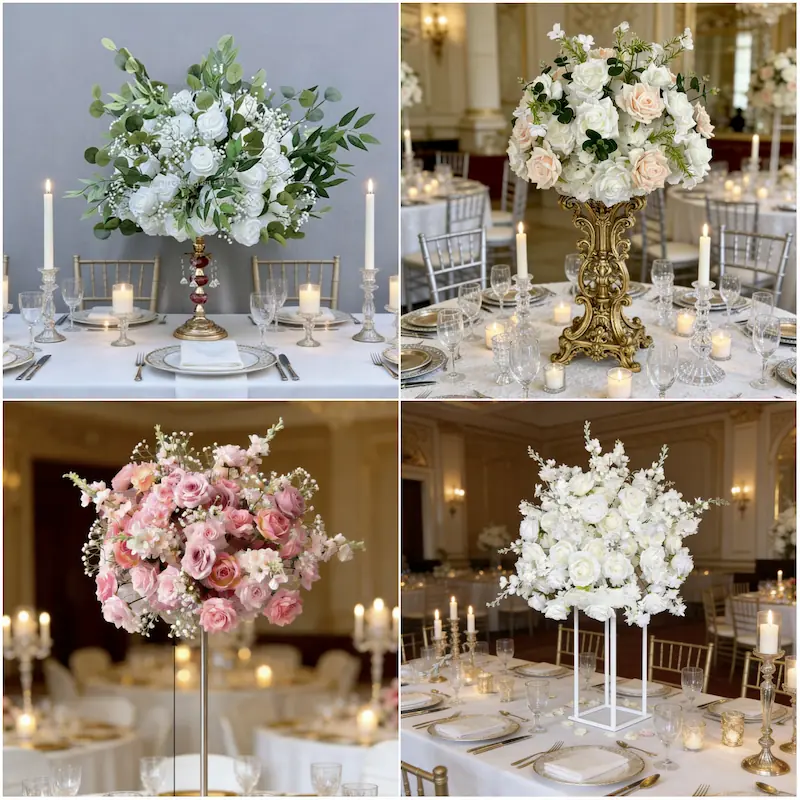 Flower Ball – Artificial Flower Ball Centerpiece for Wedding（Lush Silk Flower Ball for Tables, Hanging & Displays）