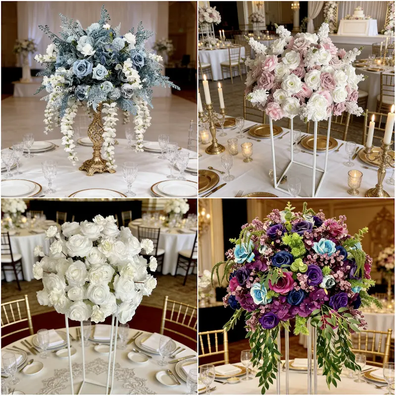 Flower Ball – Artificial Flower Ball Centerpiece for Wedding（Lush Silk Flower Ball for Tables, Hanging & Displays）