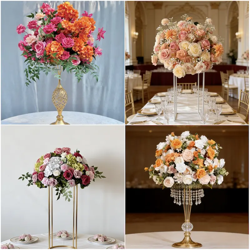 Flower Ball – Artificial Flower Ball Centerpiece for Wedding（Lush Silk Flower Ball for Tables, Hanging & Displays）