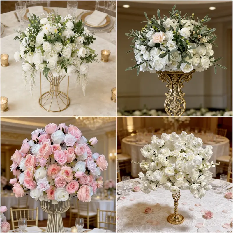 Wedding Flower Arrangements – Artificial Silk Flower Ball（Premium Silk Floral Decor for Wedding Ceremony & Reception）