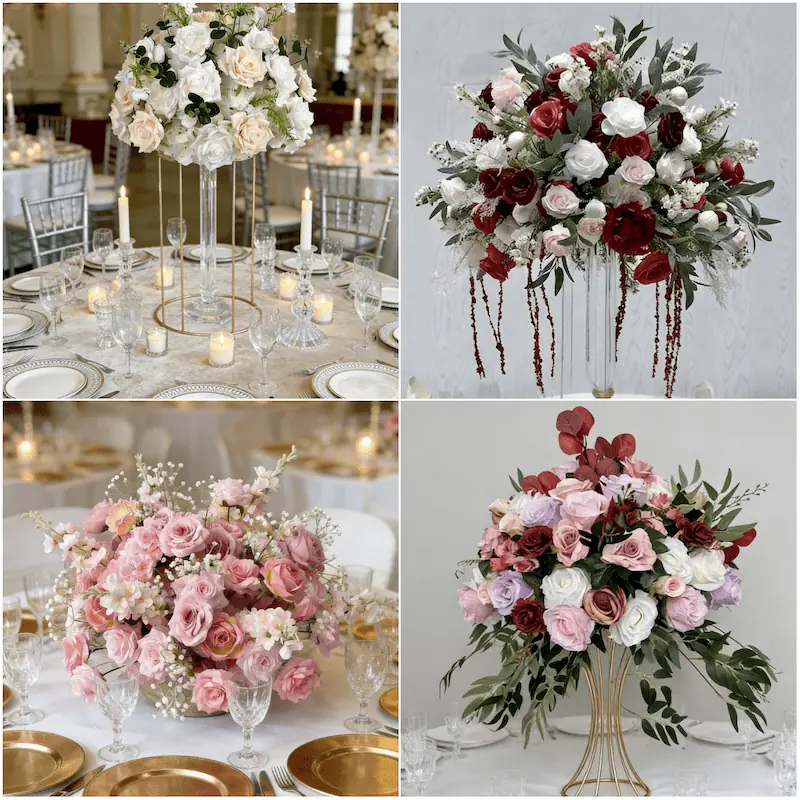 Flower Ball – Artificial Flower Ball Centerpiece for Wedding（Lush Silk Flower Ball for Tables, Hanging & Displays）