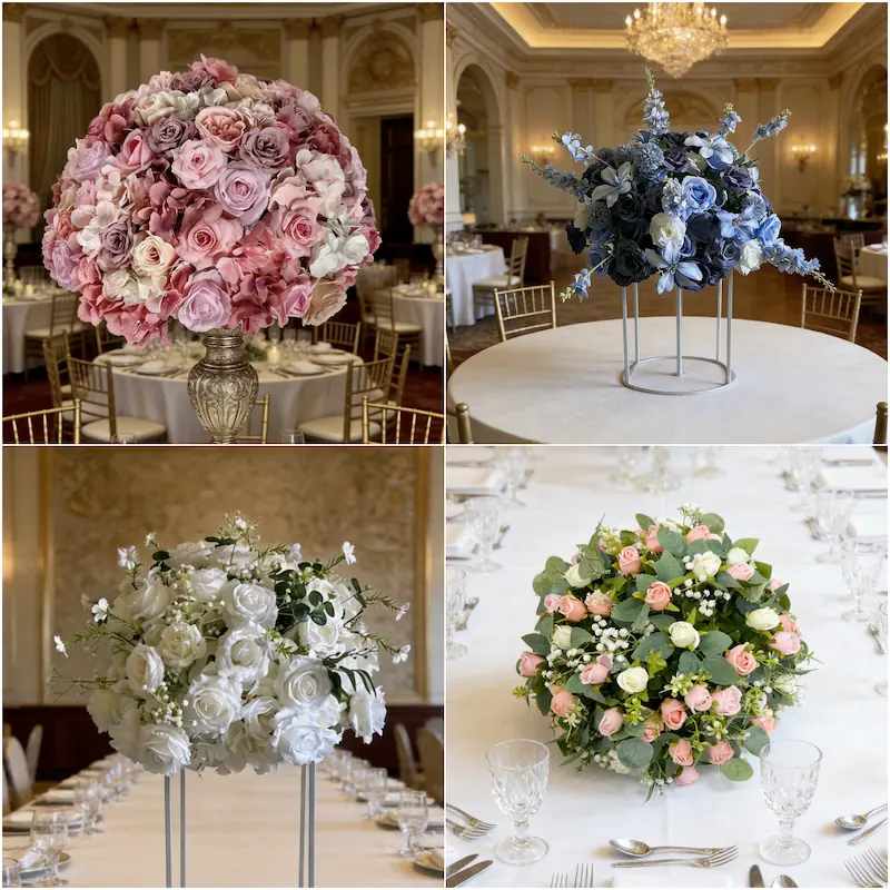 Wedding Flower Arrangements – Artificial Silk Flower Ball（Premium Silk Floral Decor for Wedding Ceremony & Reception）