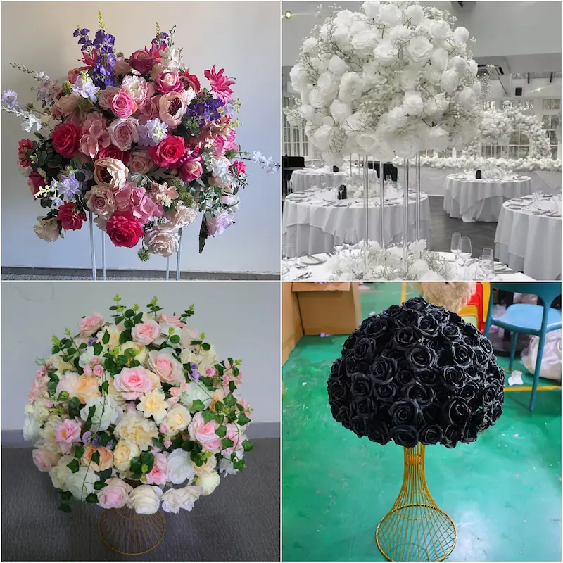 Wedding Flower Arrangements – Artificial Silk Flower Ball（Premium Silk Floral Decor for Wedding Ceremony & Reception）