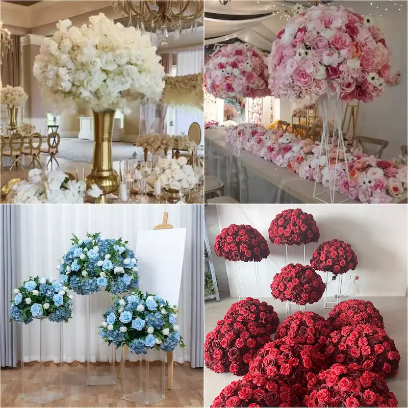 Wedding Flower Arrangements – Artificial Silk Flower Ball（Premium Silk Floral Decor for Wedding Ceremony & Reception）