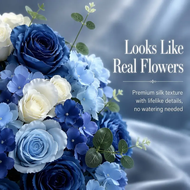 Blue Silk Flower Ball – Artificial Floral Centerpiece for Weddings & Events