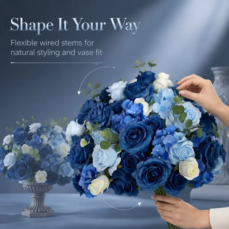Blue Silk Flower Ball – Artificial Floral Centerpiece for Weddings & Events