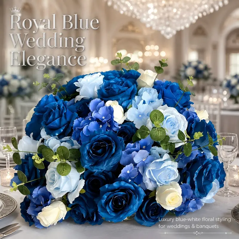 Blue Silk Flower Ball – Artificial Floral Centerpiece for Weddings & Events