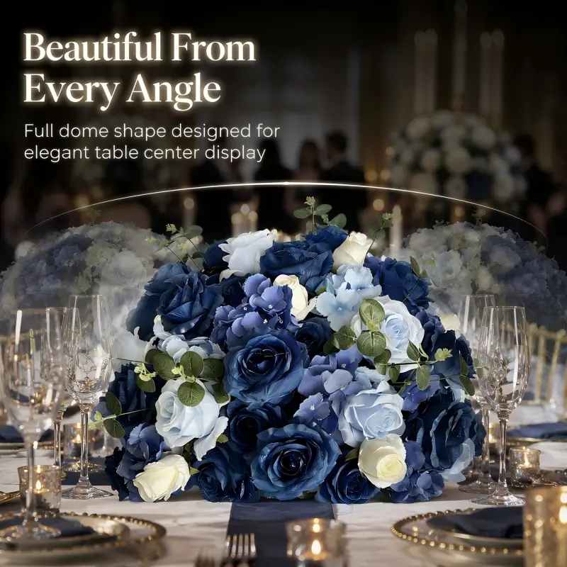 Blue Silk Flower Ball – Artificial Floral Centerpiece for Weddings & Events