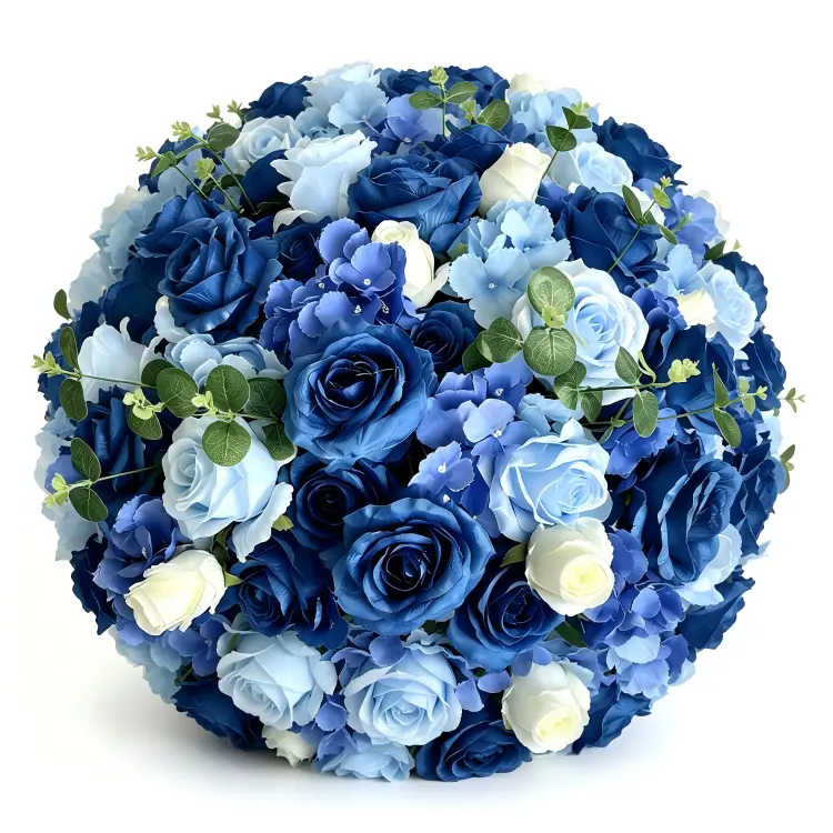 blue-artificial-flower-ball-front-view