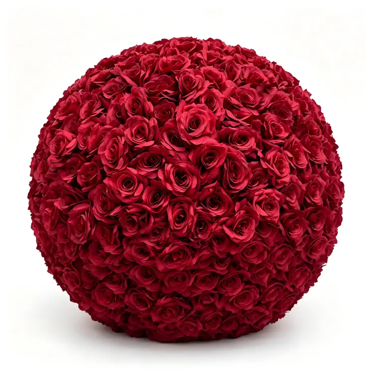 burgundy-artificial-rose-ball-front-view