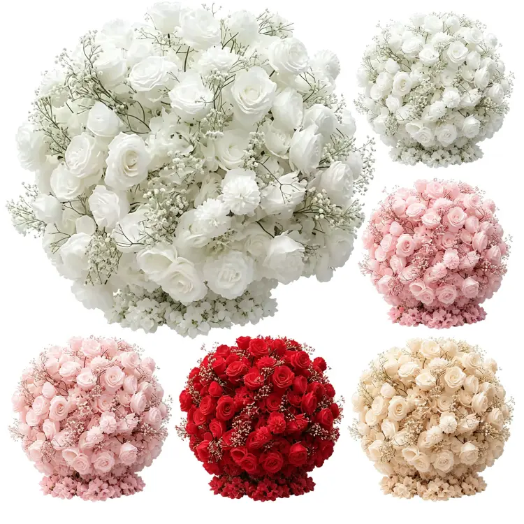 Custom White Artificial Flower Ball Color Size and OEM Design Options