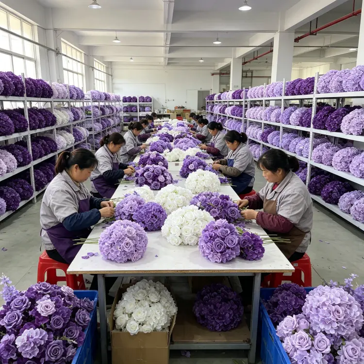 Artificial Flower Factory Production Line Workers Handmade Assembly Workshop