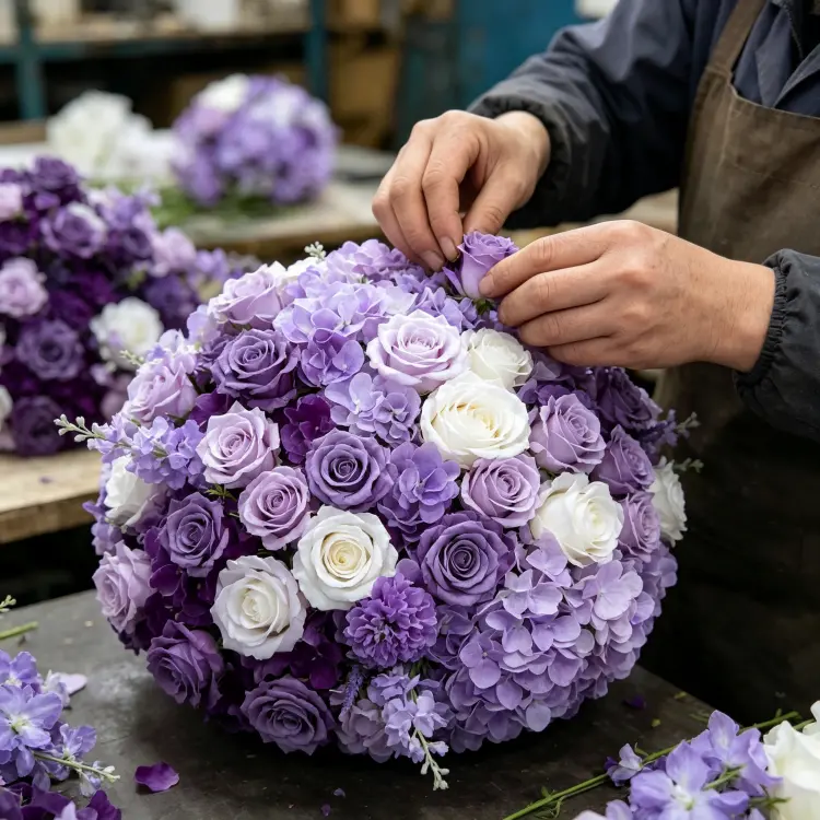 Artisan Handcrafting Artificial Flower Ball Detail Process Handmade Quality