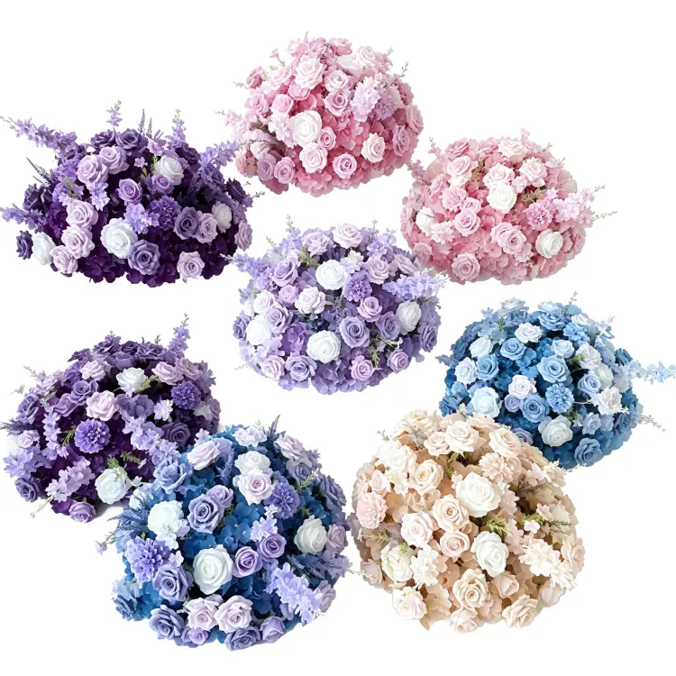 Custom Purple Artificial Flower Ball Ombre Color Size and OEM Design Options