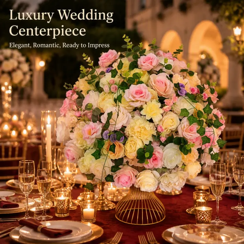 Silk Flower Ball – Artificial Silk Rose Flower Ball Centerpiece