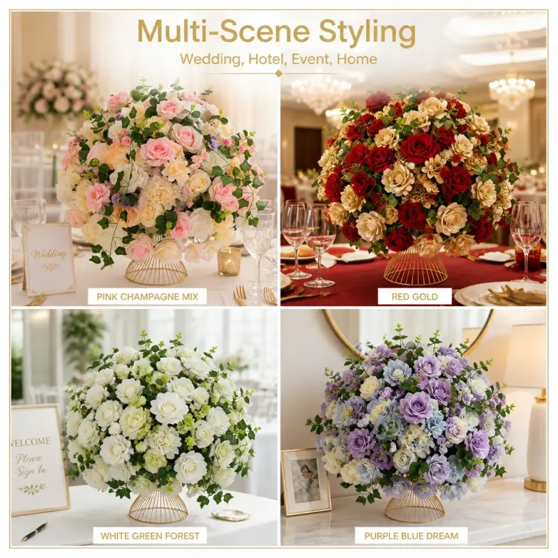 Silk Flower Ball – Artificial Silk Rose Flower Ball Centerpiece