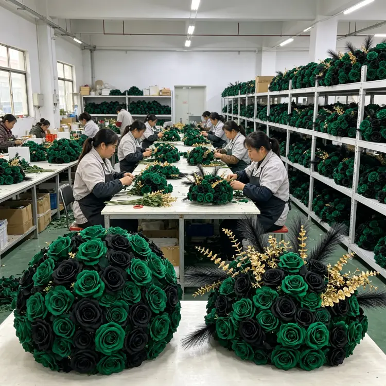 Artificial Flower Factory Production Line Workers Handmade Assembly Workshop