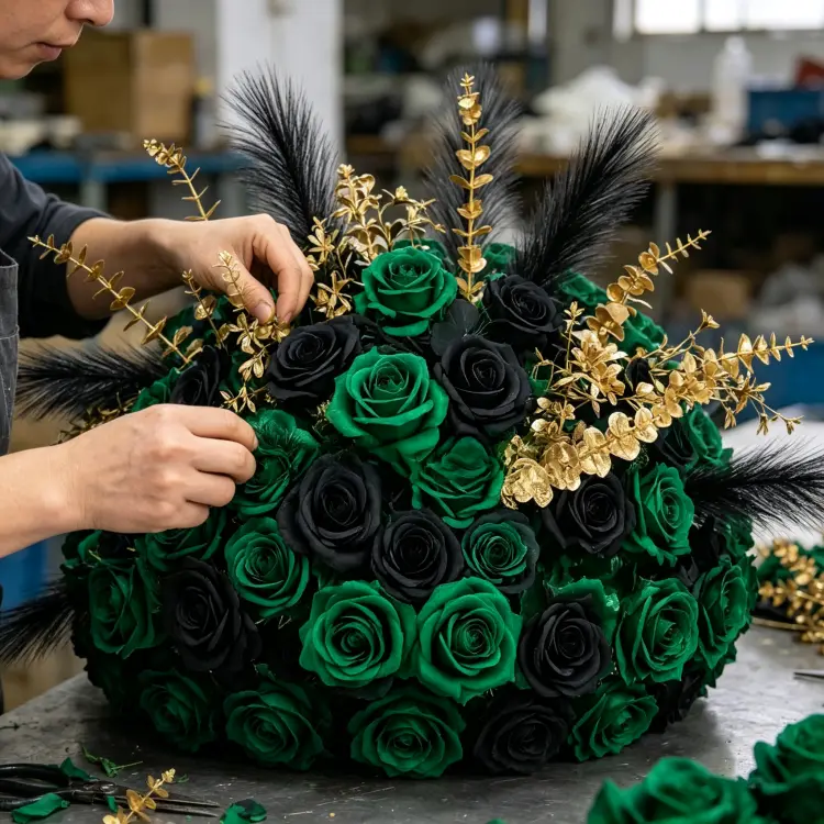 Artisan Handcrafting Artificial Flower Ball Detail Process Handmade Quality
